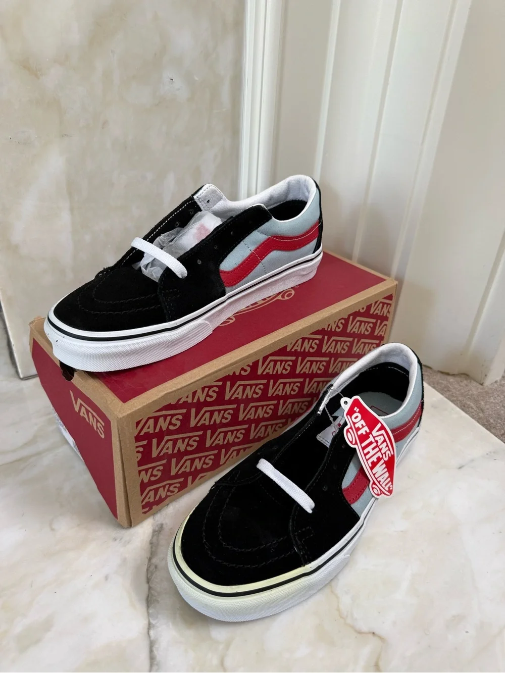 Vans SK8-Low “Black & Winter Sky” Skate Sneakers